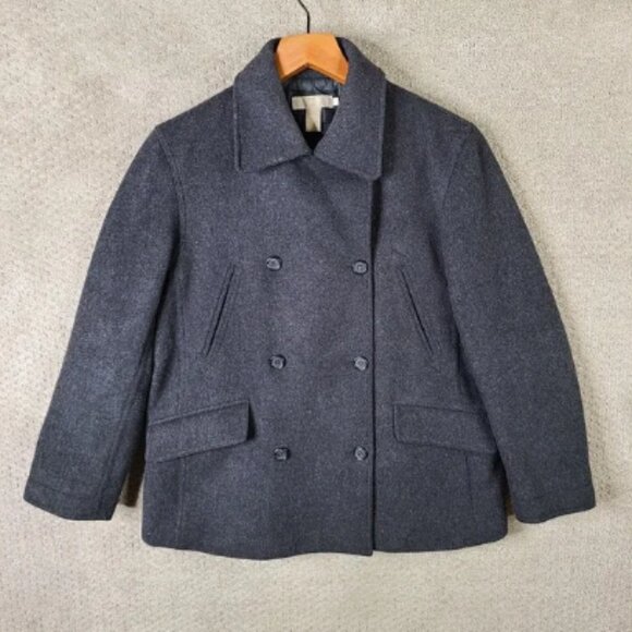 J Crew Peacoat Mens‎ Small Gray Wool Cashmere Blend Double Breasted Thinsulate - Picture 1 of 13